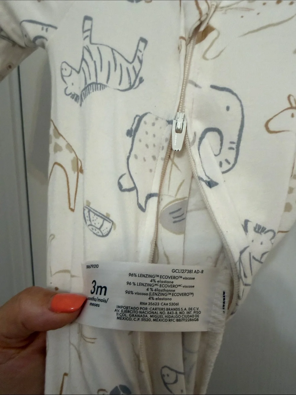 Carter’s Animal farm zoo elephant Footie Pajamas sleepers lot bundle set of 2